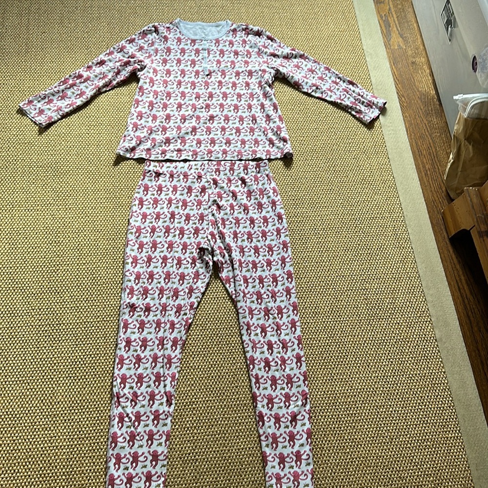 Roller Rabbit Pink Monkey Print Pajamas Set Size M
